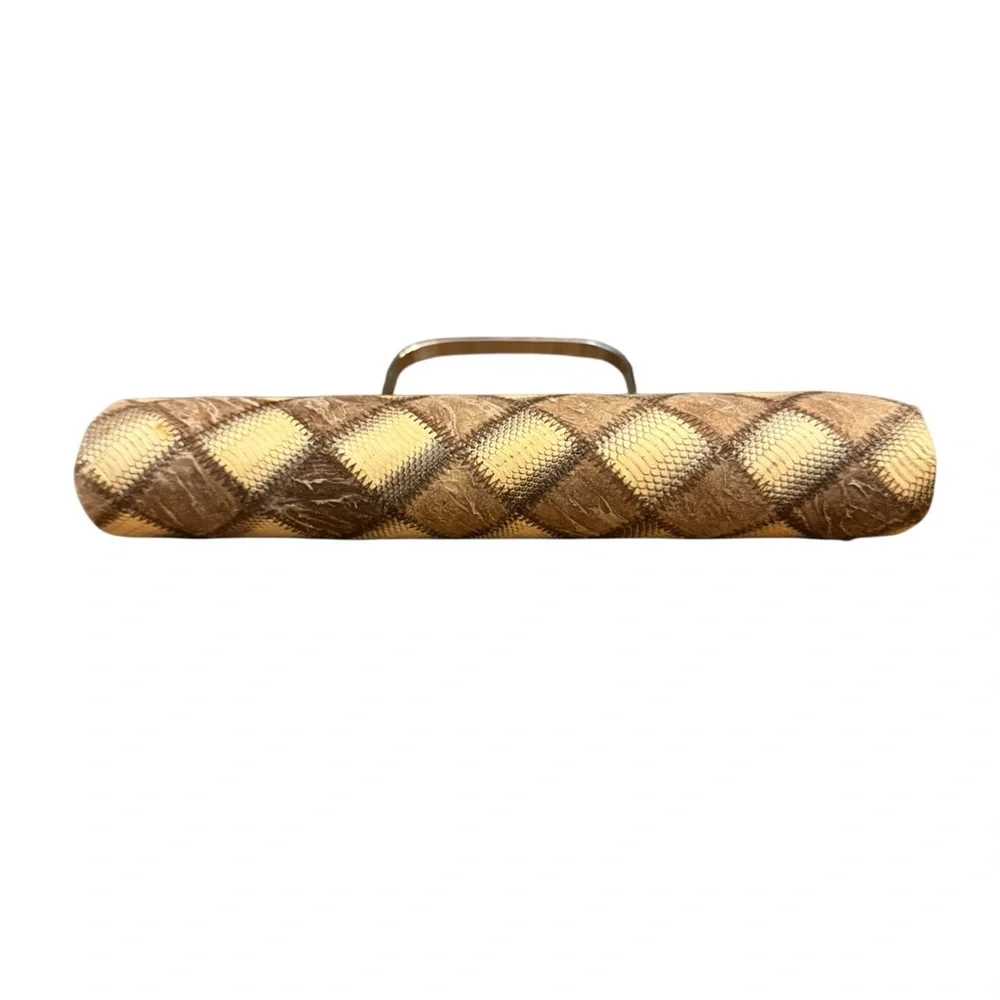 Elegant Brown‎ and Cream Checkered Handbag